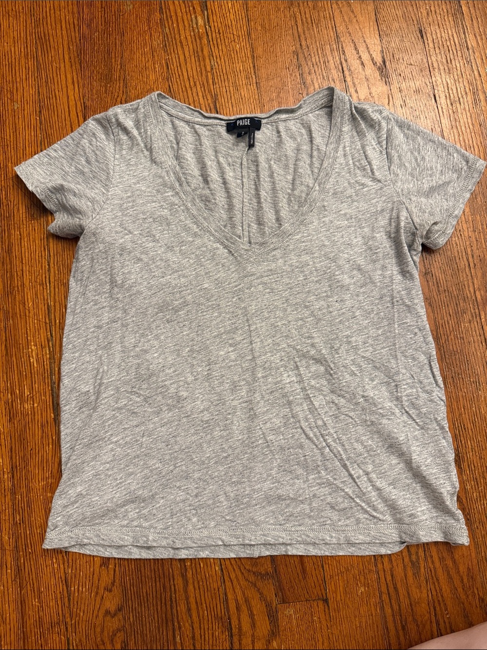 PAIGE Light Gray V-Neck Short Sleeve Tee